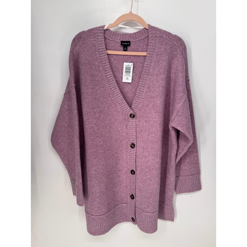 Torrid Cardigan Women 2X Dusty Mauve NWT Vegan Cashmere V-Neck Button Front
